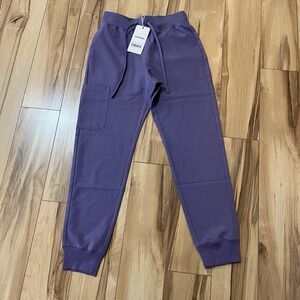Mandala Womens High Waisted Joggers XXS Petite Hyacinth Purple Scrub Pants